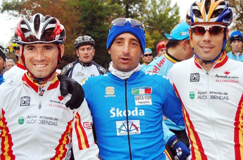 Mondiali, Stoccarda 2007. Alejandro Valverde, Paolo Bettini, Oscar Freire. Afp